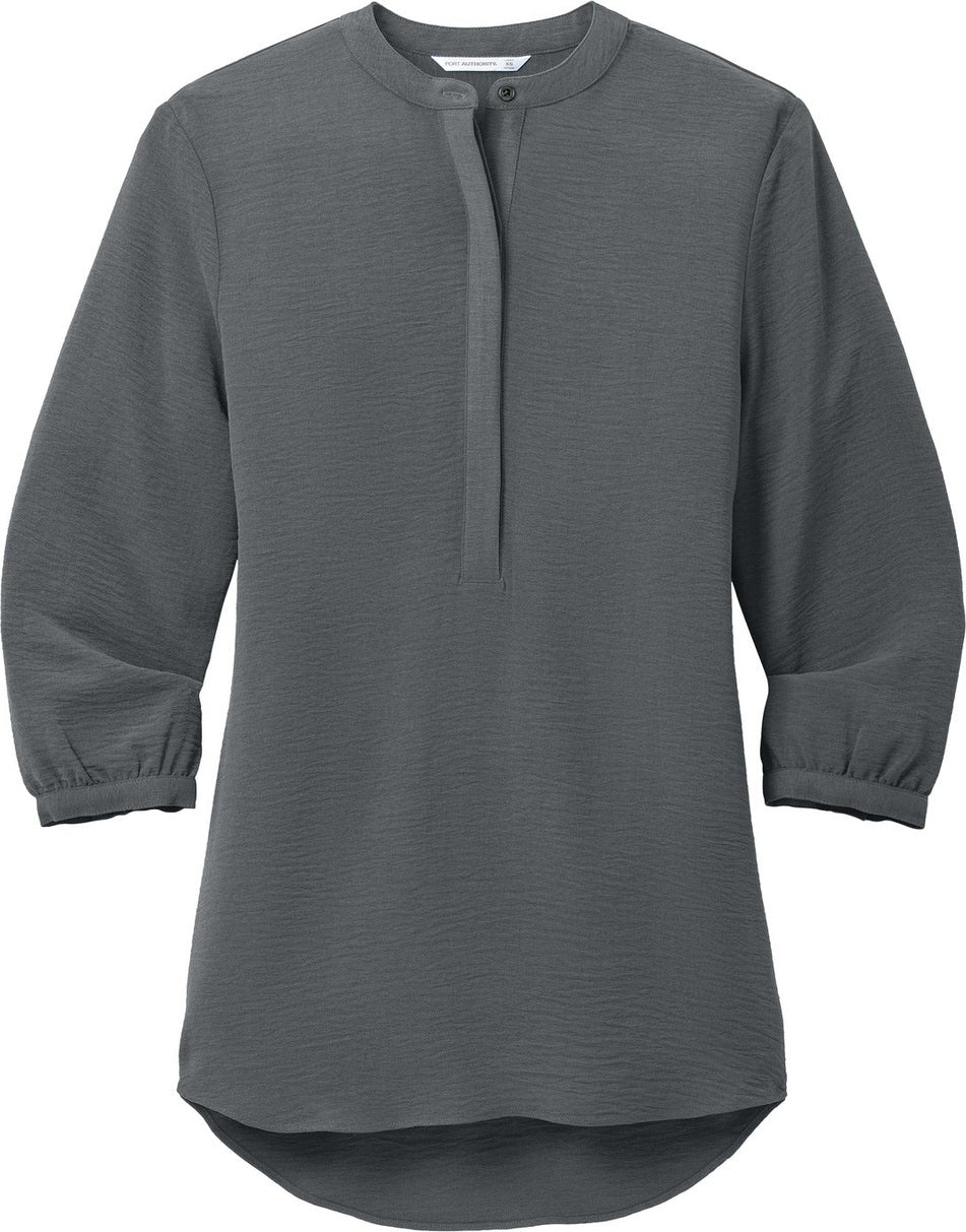 Graphite Port Authority Women's 3/4-Sleeve Textured Crepe Tunic LW713