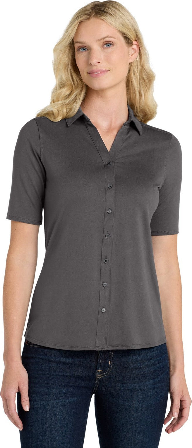 Front View of Graphite Port Authority Women's City Stretch Top. LK682