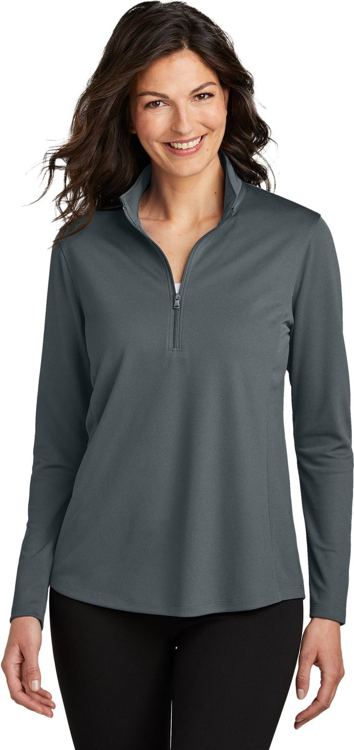 Front View of Graphite Port Authority Women's Dry Zone UV Micro-Mesh 1/4-Zip LK112