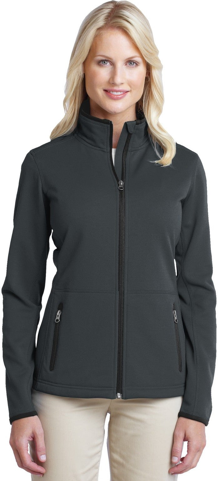 Front View of Graphite Port Authority Women's Pique Fleece Jacket. L222