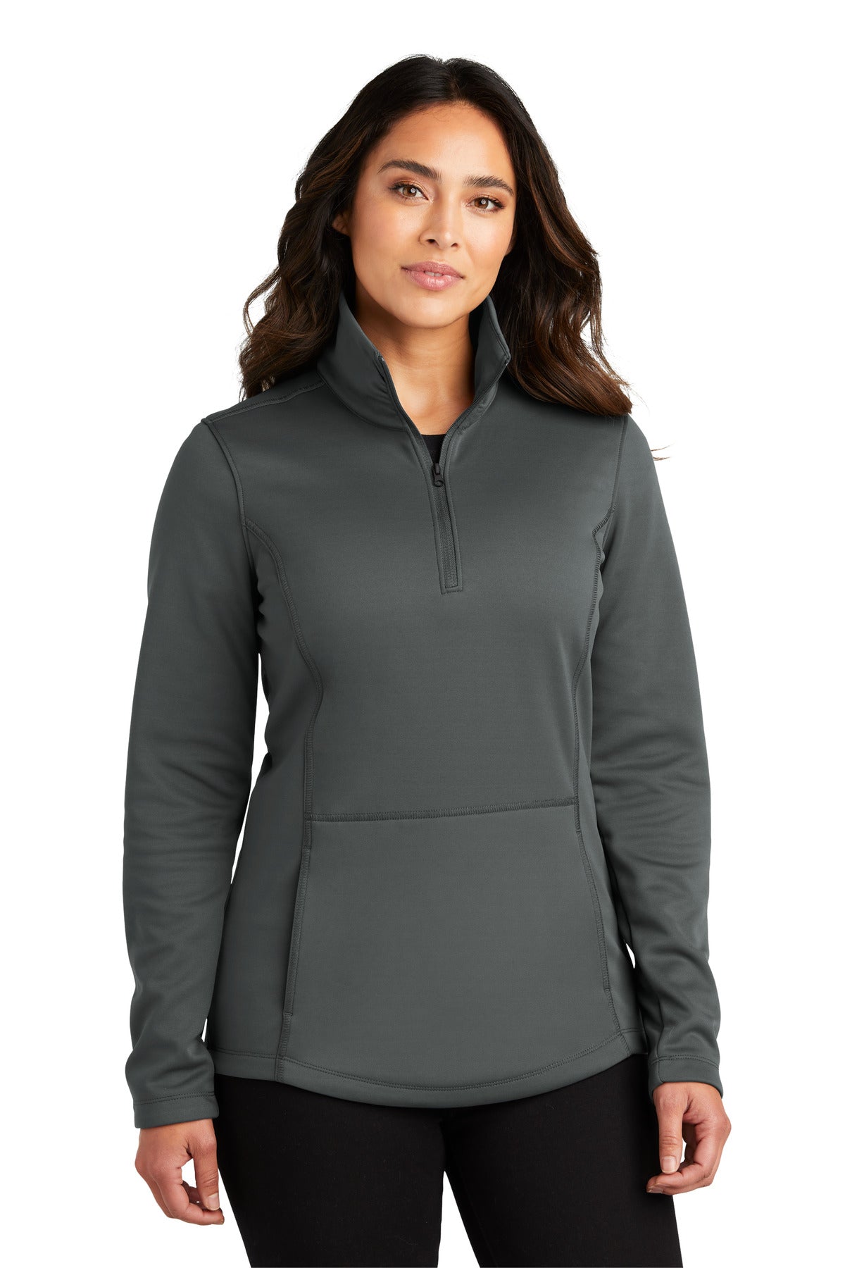 Front View of Graphite Port Authority Women's Smooth Fleece 1/4-Zip L804