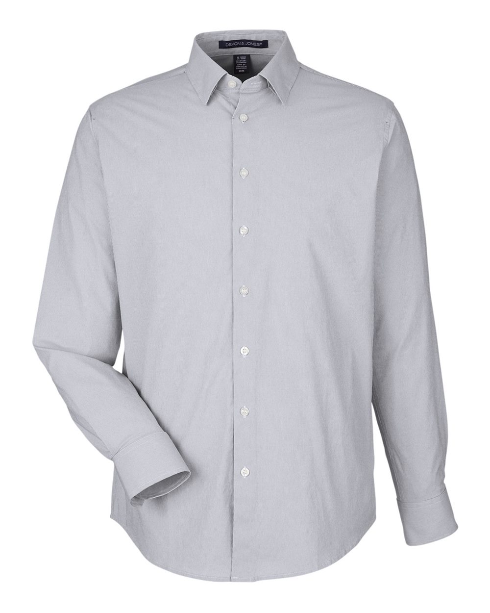 Front View of Graphite/ White Men's CrownLux Performance® Microstripe Dress Shirt - DG537
