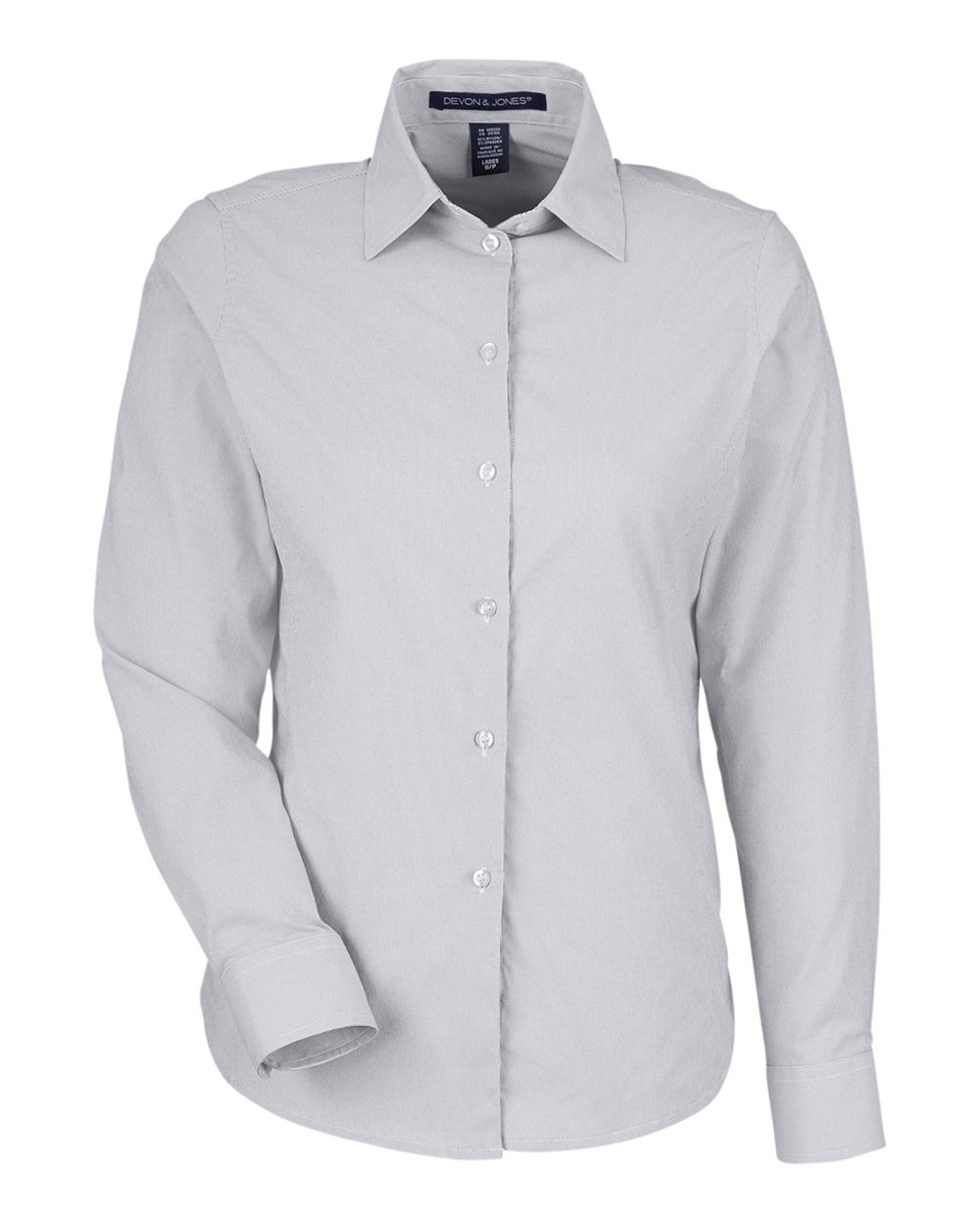 Front View of Graphite/ White Women's CrownLux Performance® Microstripe Dress Shirt - DG537W