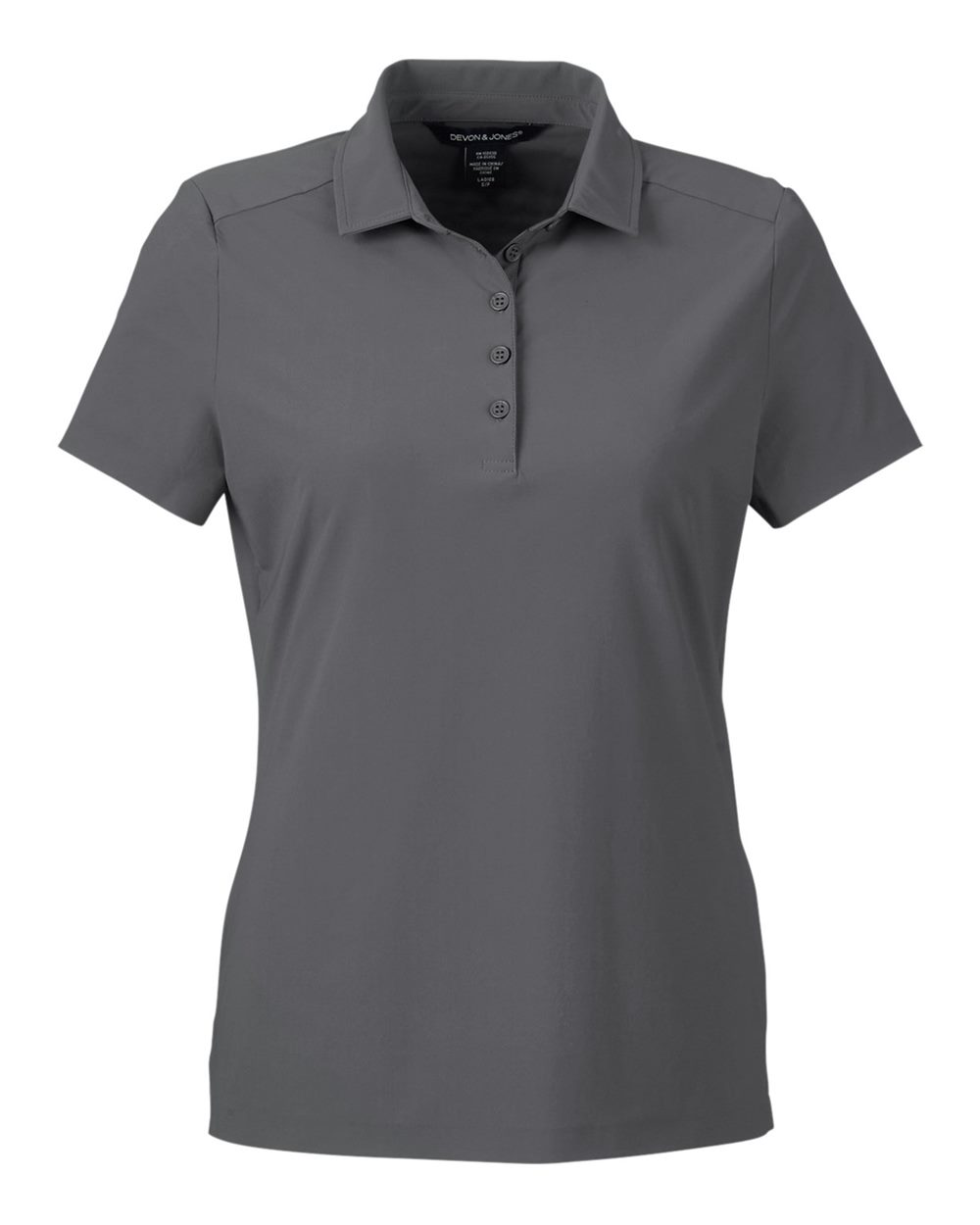 Front View of Graphite Women's CrownLux Performance® Windsor Welded Polo - DG110W