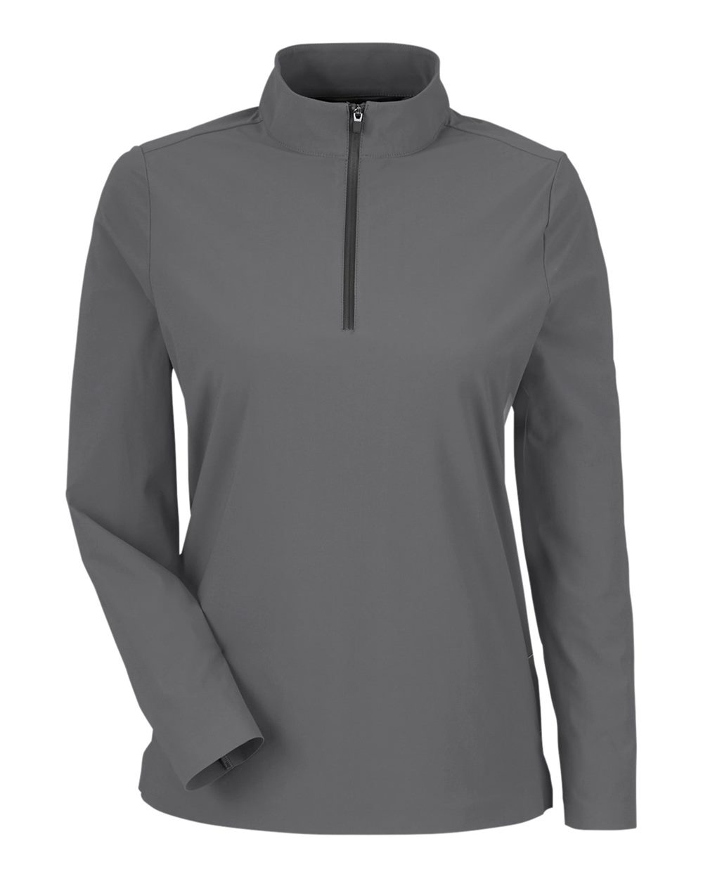 Front View of Graphite Women's CrownLux Performance® Windsor Welded Quarter-Zip Pullover - DG410W