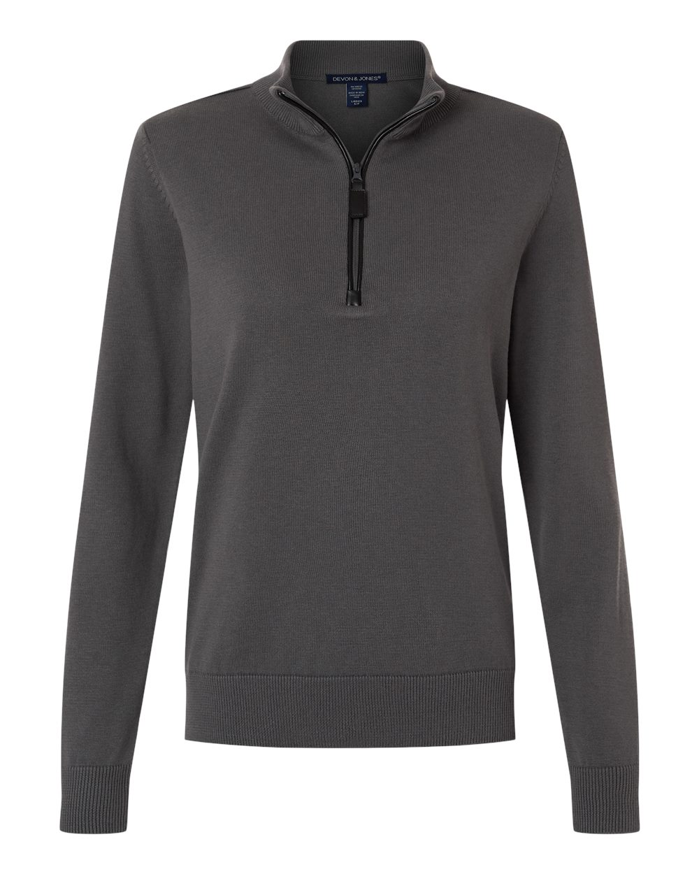 Front View of Graphite Women&#39;s New Classic Quarter-Zip Sweater - DG446W