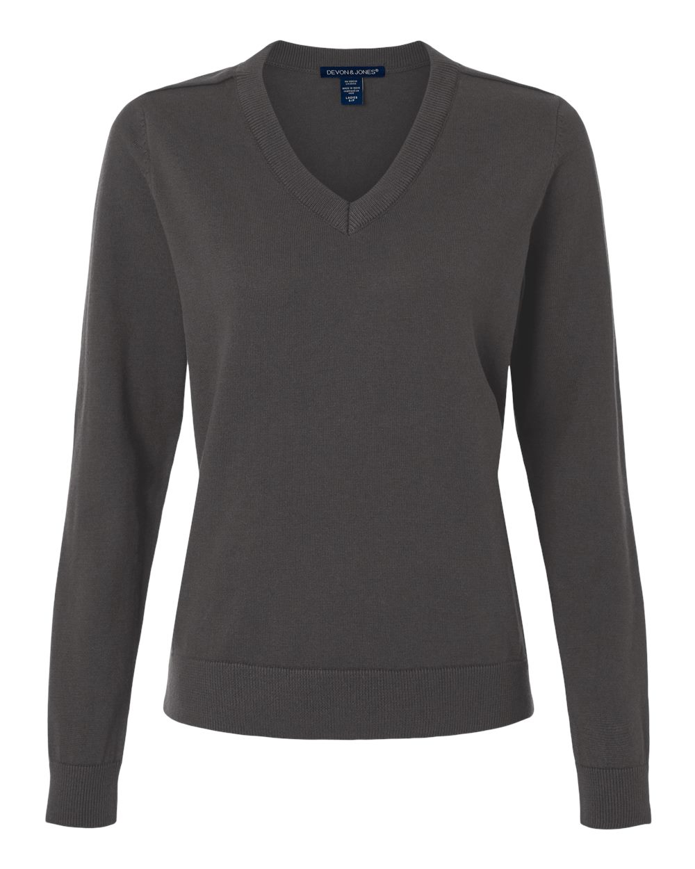 Front View of Graphite Women's New Classic V-Neck Sweater - DG445W