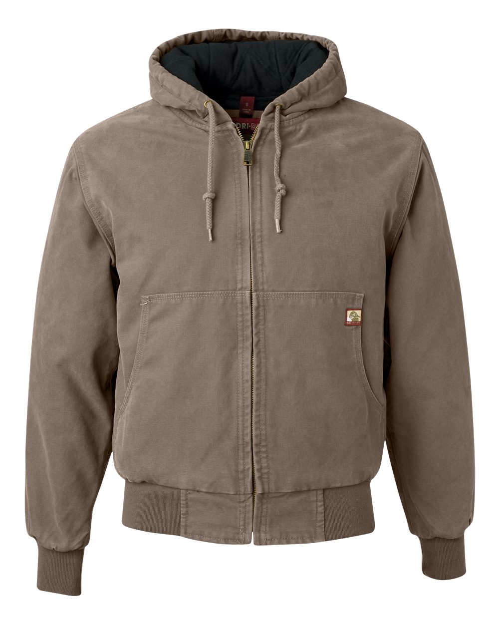 Front View of Gravel Cheyenne Boulder Cloth™ Hooded Jacket with Tricot Quilt Lining - 5020