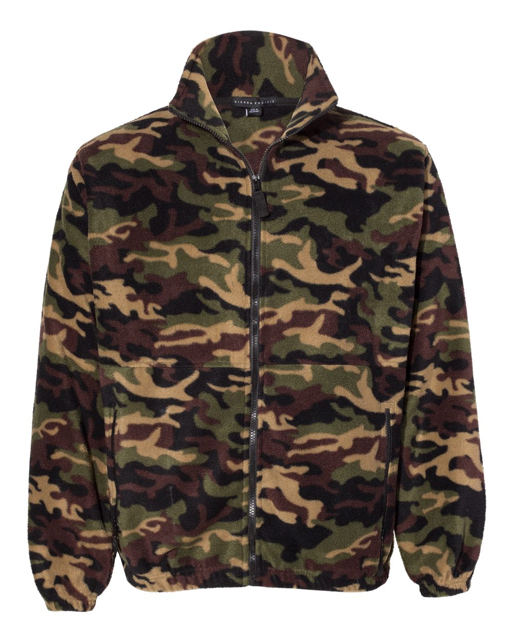 Front View of Green Camo Fleece Full-Zip Jacket - 3061