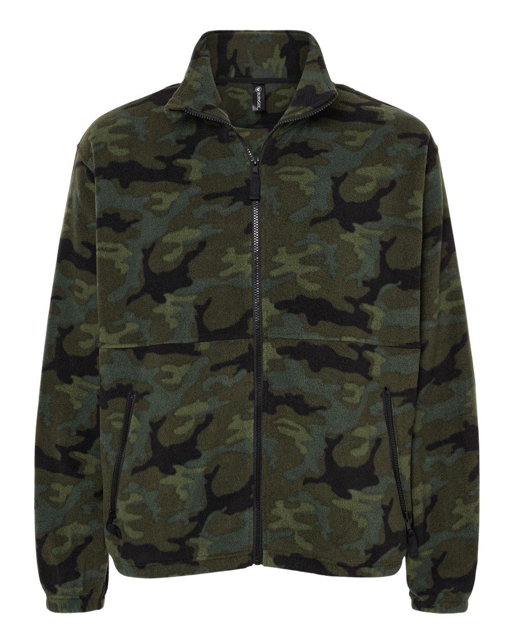 Front View of Green Camo Polar Fleece Full-Zip Jacket - 3062