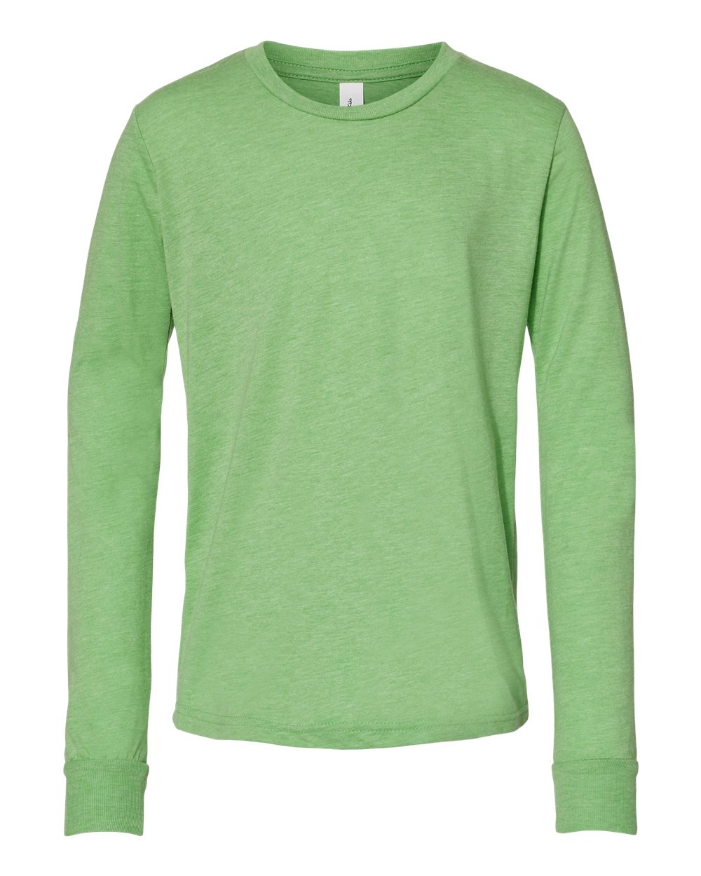 Front View of Green Triblend Youth Triblend Long Sleeve Tee - 3513Y
