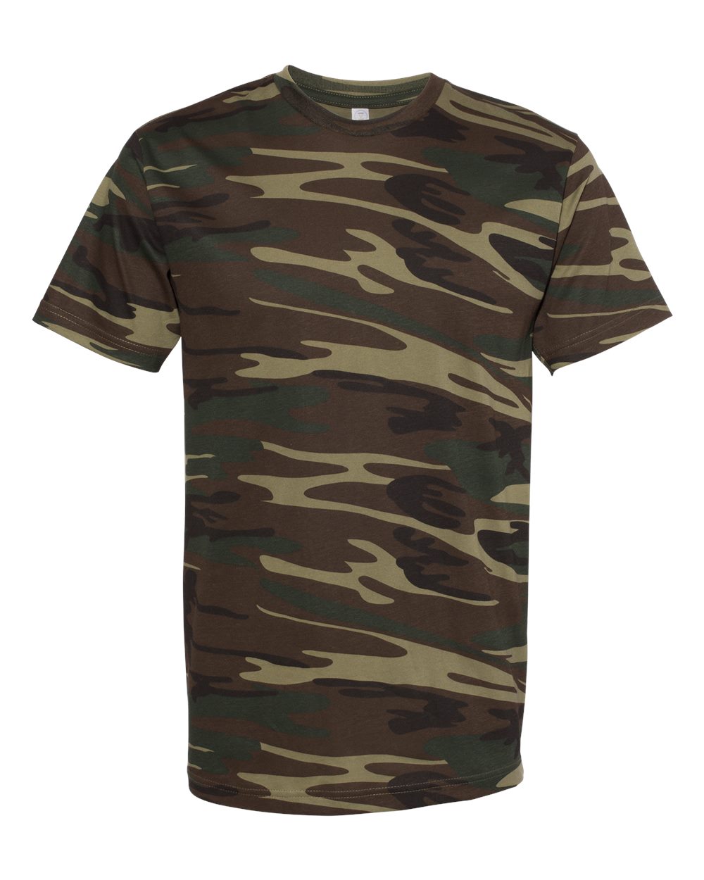 Front View of Green Woodland Camo Tee - 3907