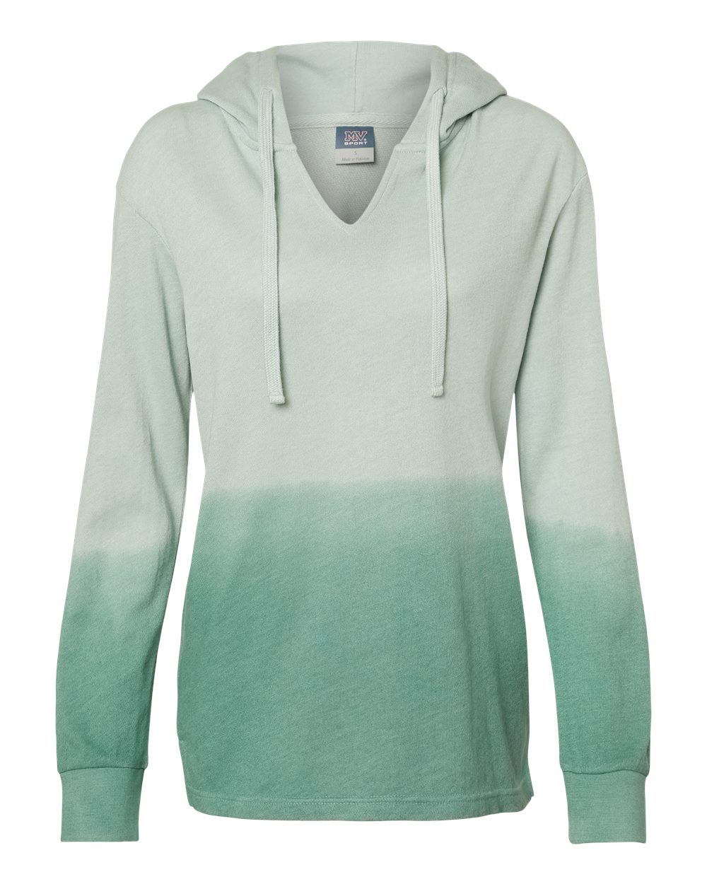 Front View of Greenstone/ Jungle Green Women's French Terry Ombré Hooded Sweatshirt - W20185