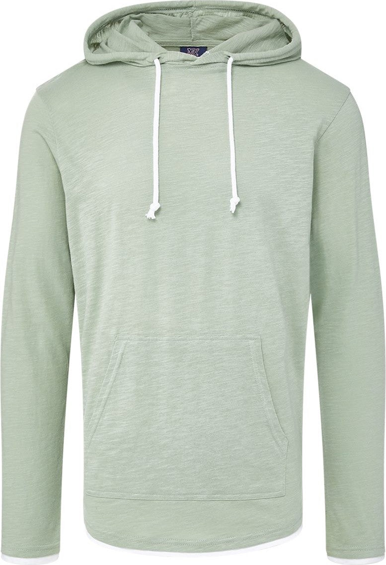 Front View of Greenstone Miles Slub Hooded Long Sleeve T-Shirt - 24401