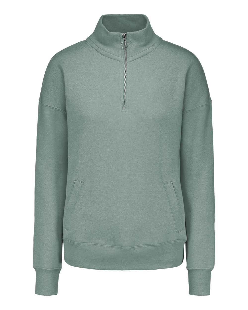 Front View of Greenstone Women's Cloud Fleece Quarter-Zip Sweatshirt - W20189