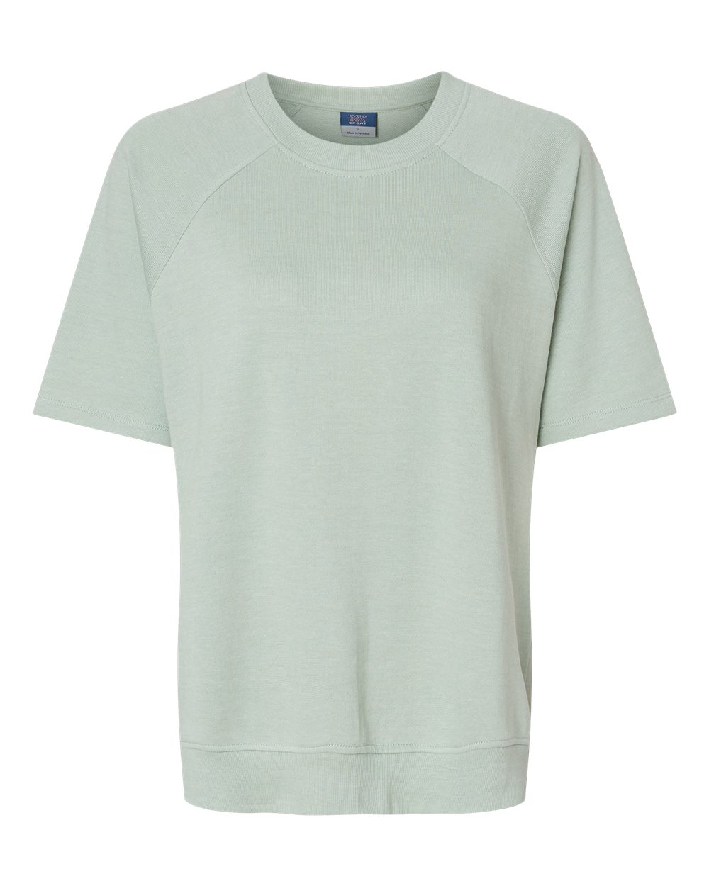 Front View of Greenstone Women's French Terry Short Sleeve Crewneck Pullover - W23711