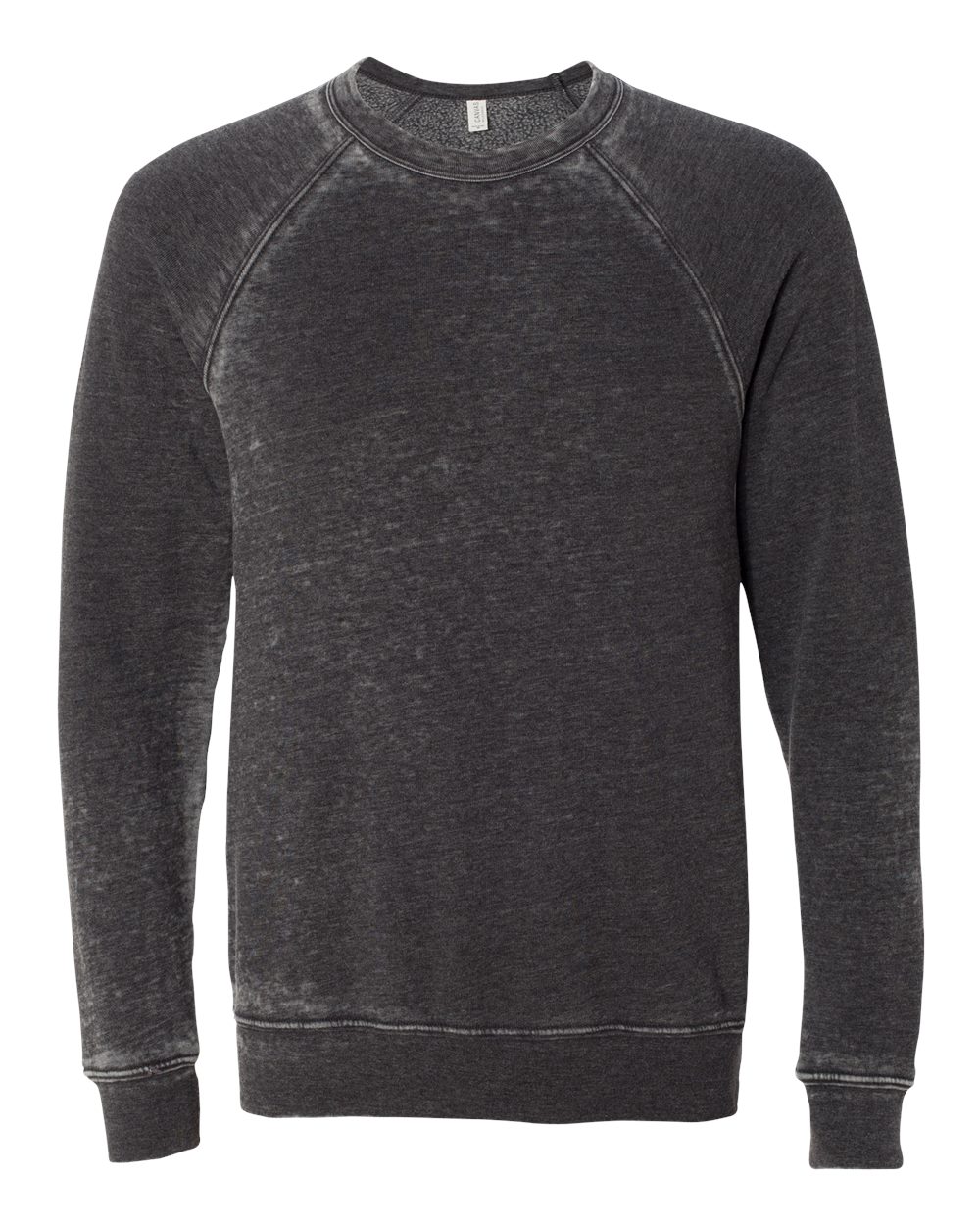Grey Acid Wash Sponge Fleece Raglan Crewneck Sweatshirt - 3901