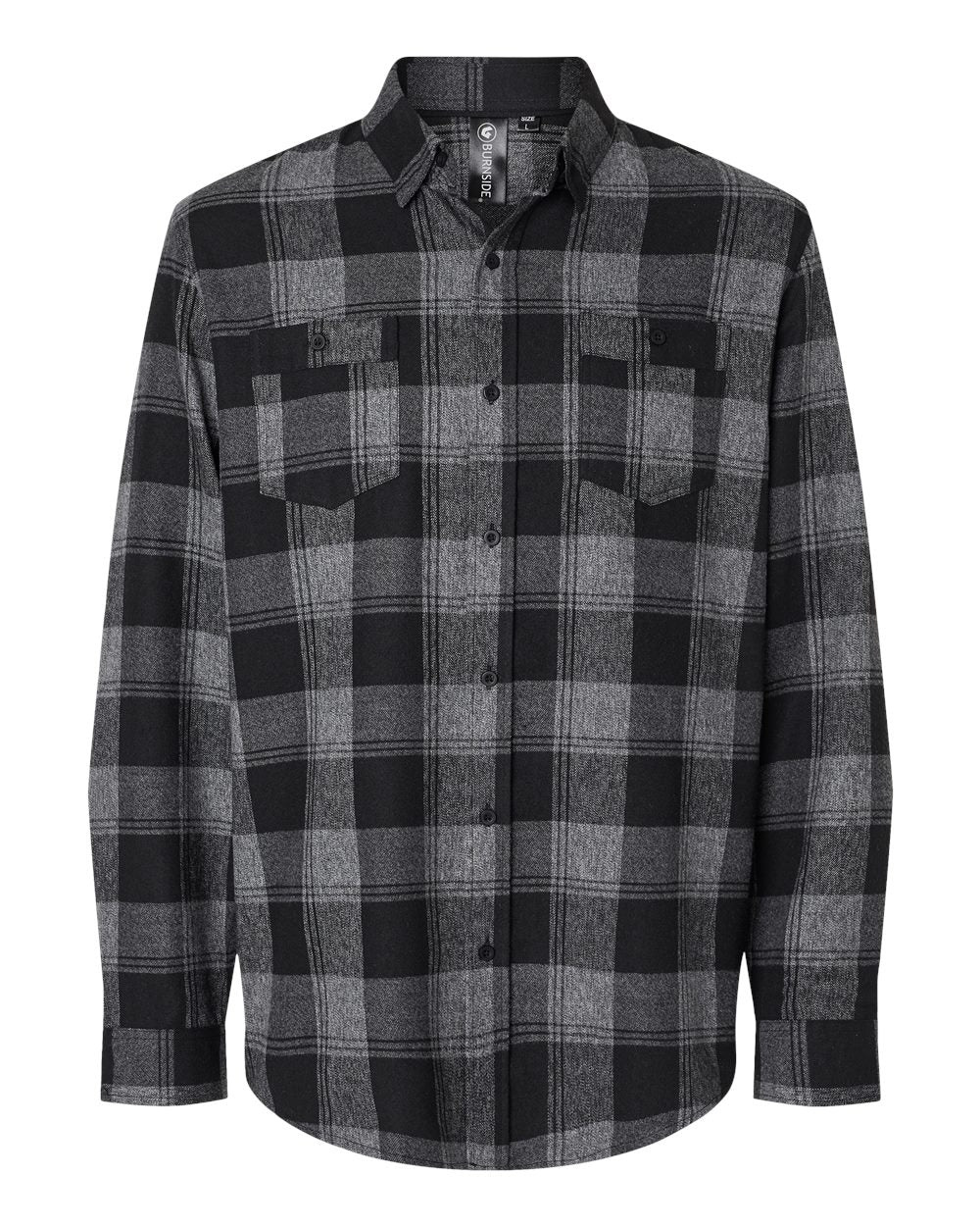 Front View of Grey/ Black Perfect Flannel Work Shirt - 8220