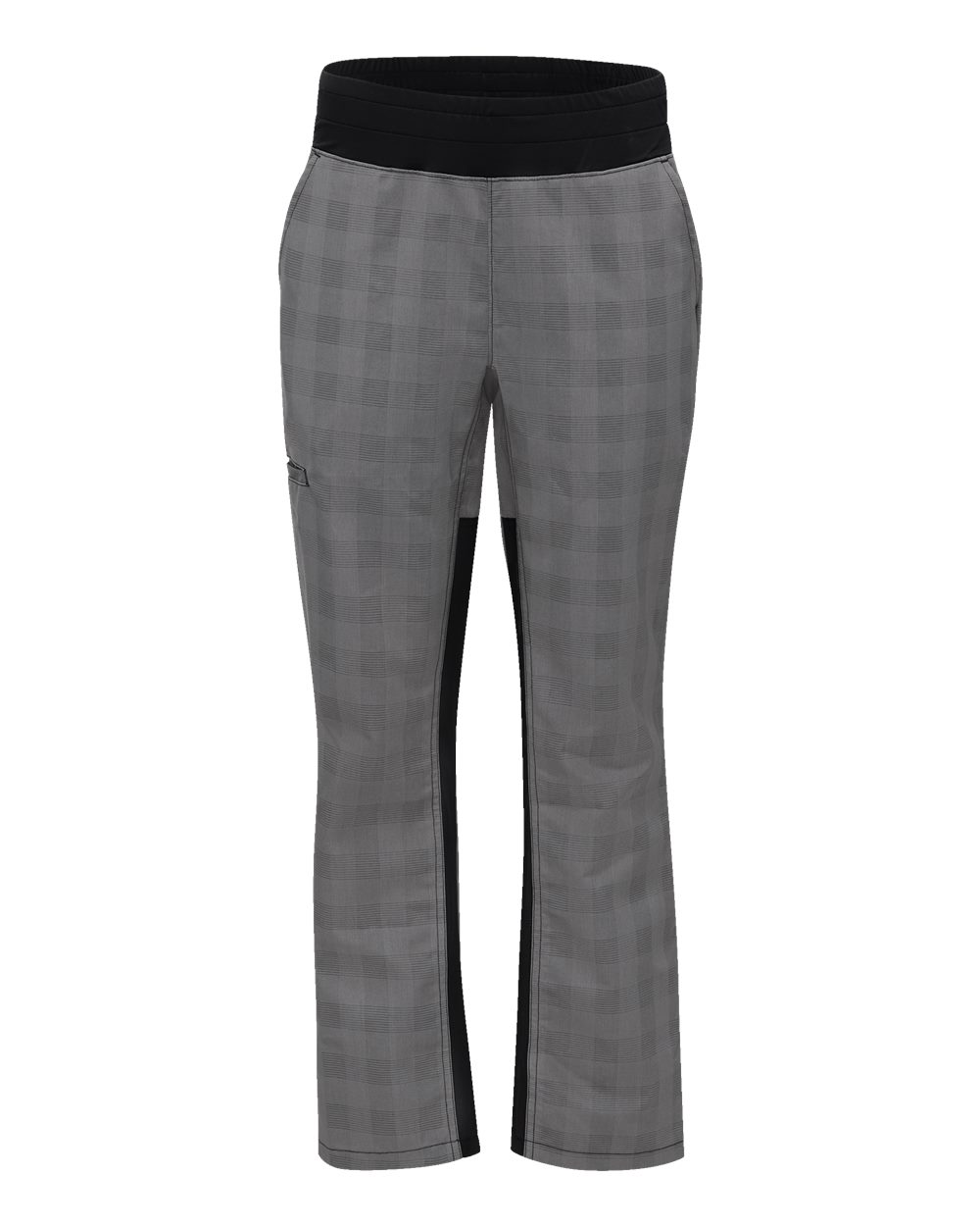 Front View of Grey/ Black Plaid Women's Airflow Chef Pants - 0P1W