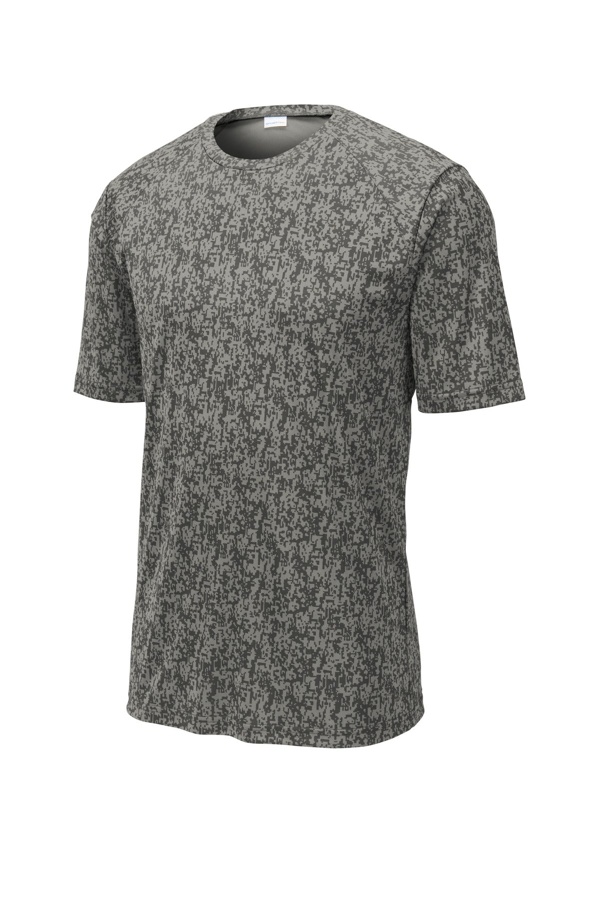 Front View of Grey Concrete Sport-Tek Digi Camo Tee. ST460