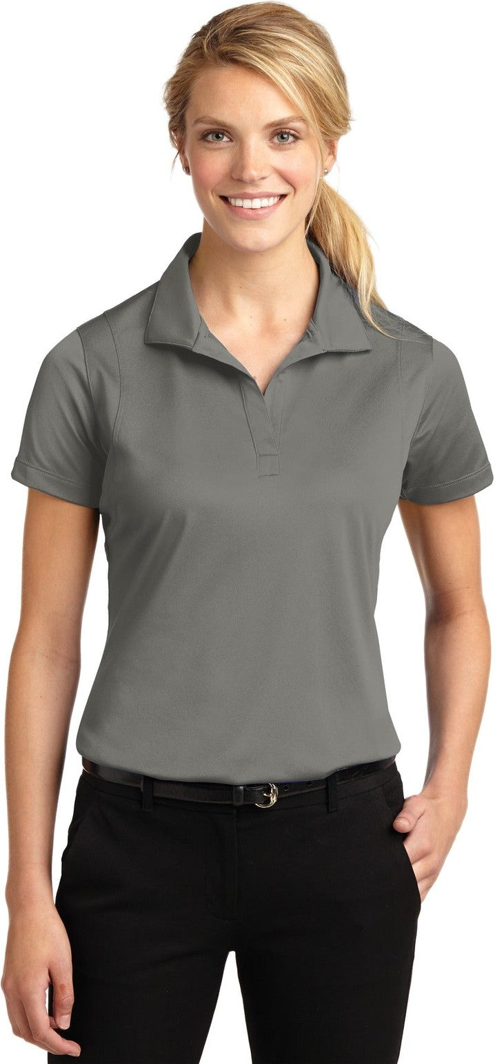 Front View of Grey Concrete Sport-Tek Women's Micropique Sport-Wick Polo. LST650