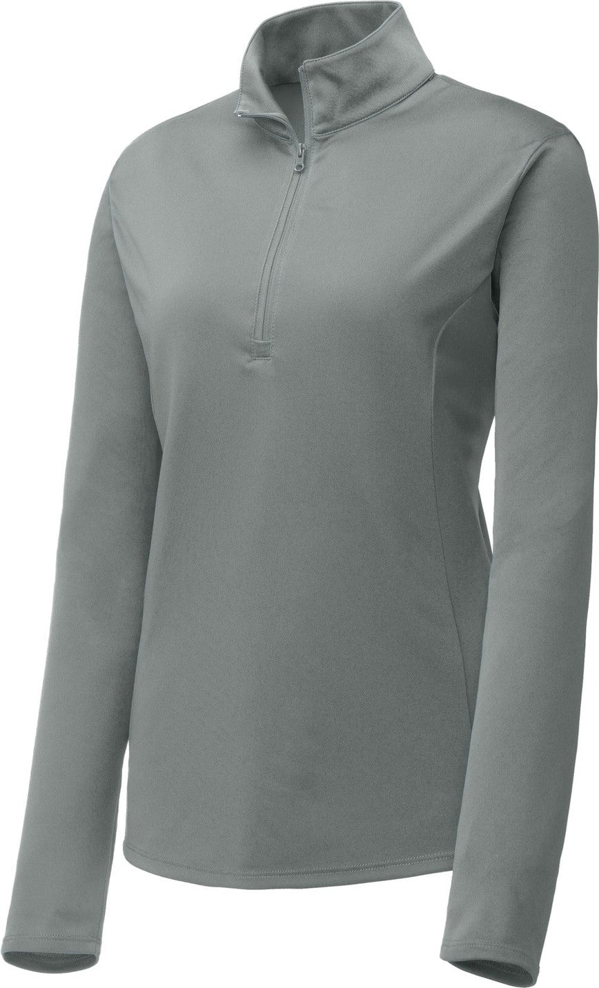 Front View of Grey Concrete Sport-Tek Women's PosiCharge Competitor 1/4-Zip Pullover. LST357