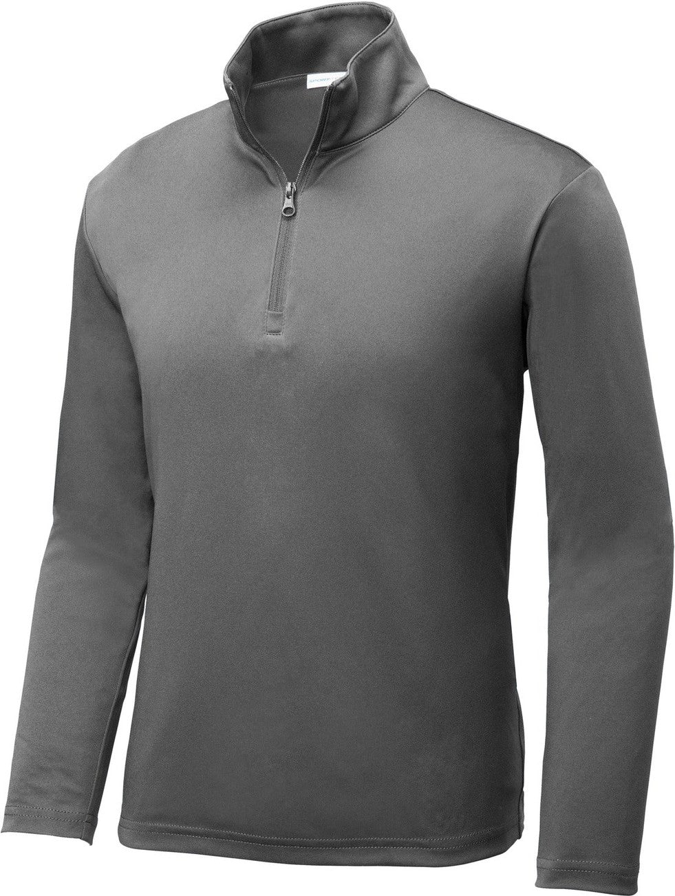 Front View of Grey Concrete Sport-Tek Youth PosiCharge Competitor 1/4-Zip Pullover. YST357