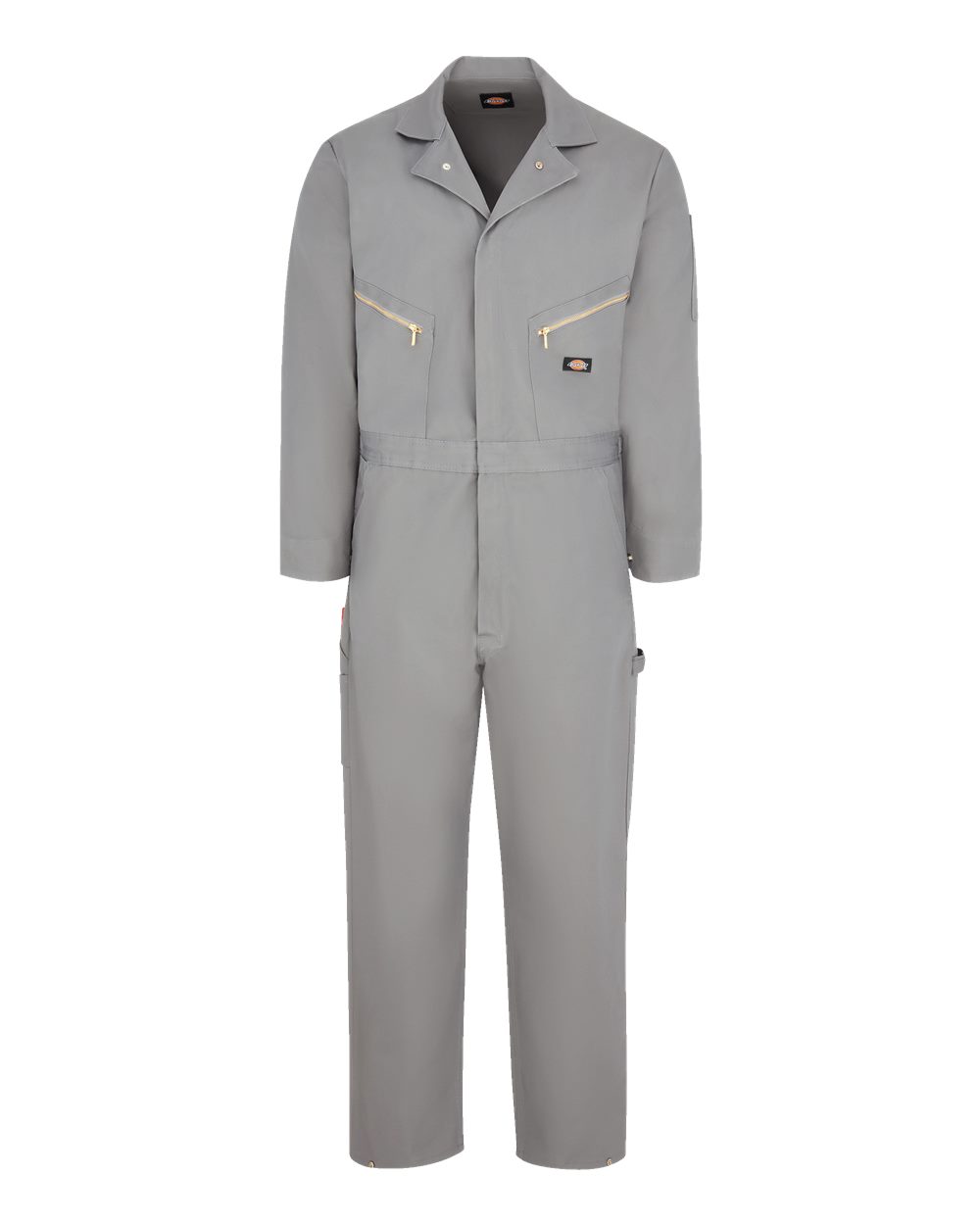 Front View of Grey Deluxe Long Sleeve Cotton Coverall - 4877