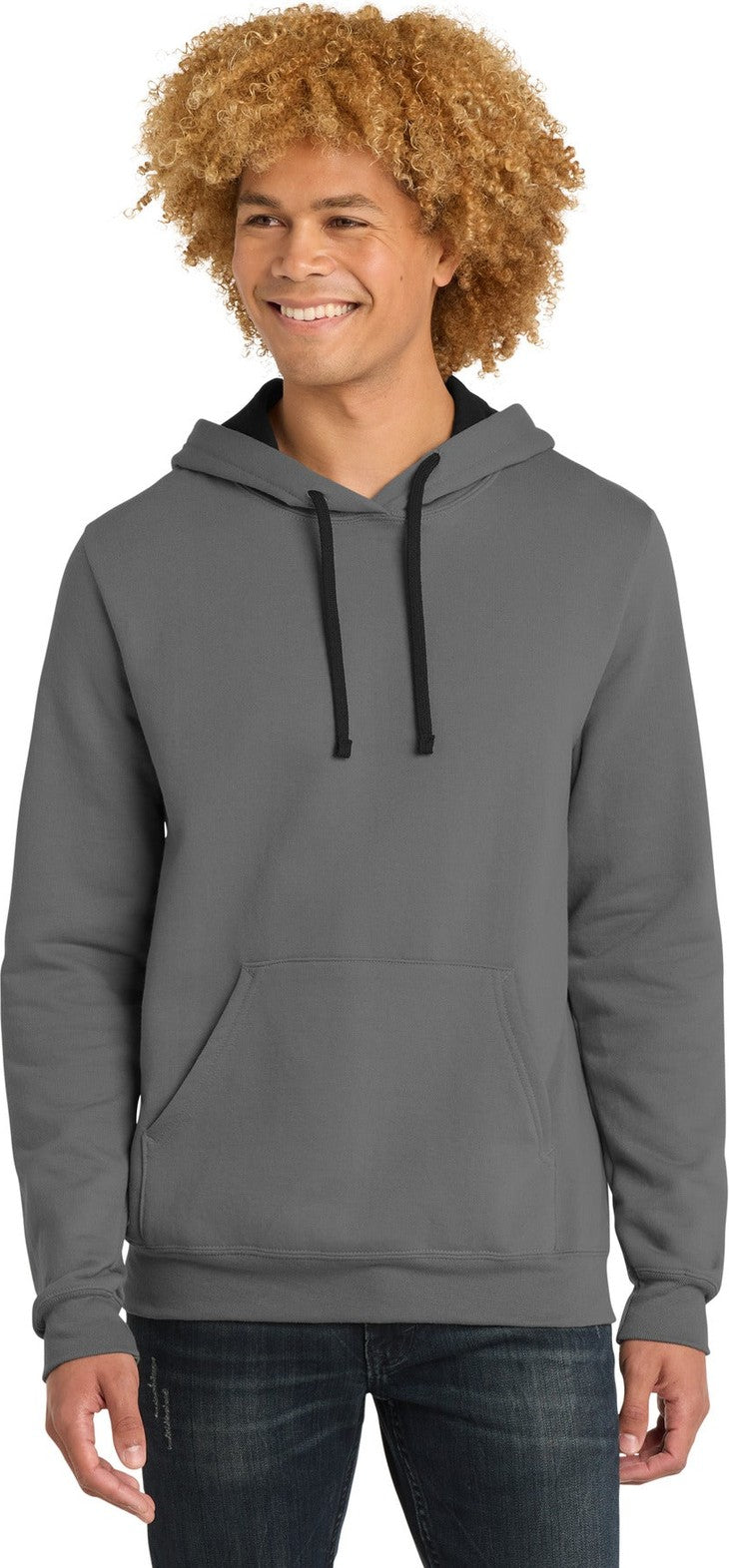 Front View of Grey District The Concert Fleece Hoodie. DT810