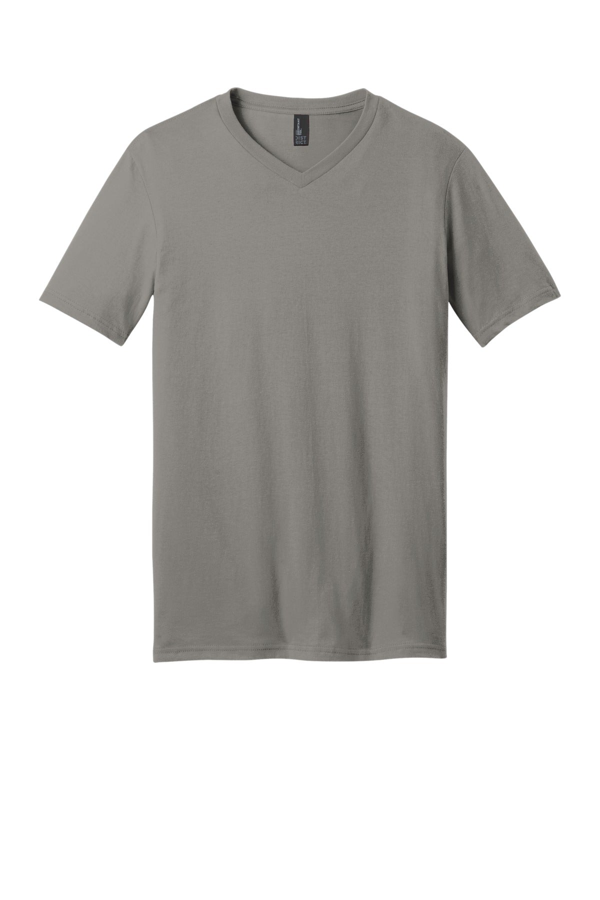 Front View of Grey District Very Important Tee V-Neck. DT6500