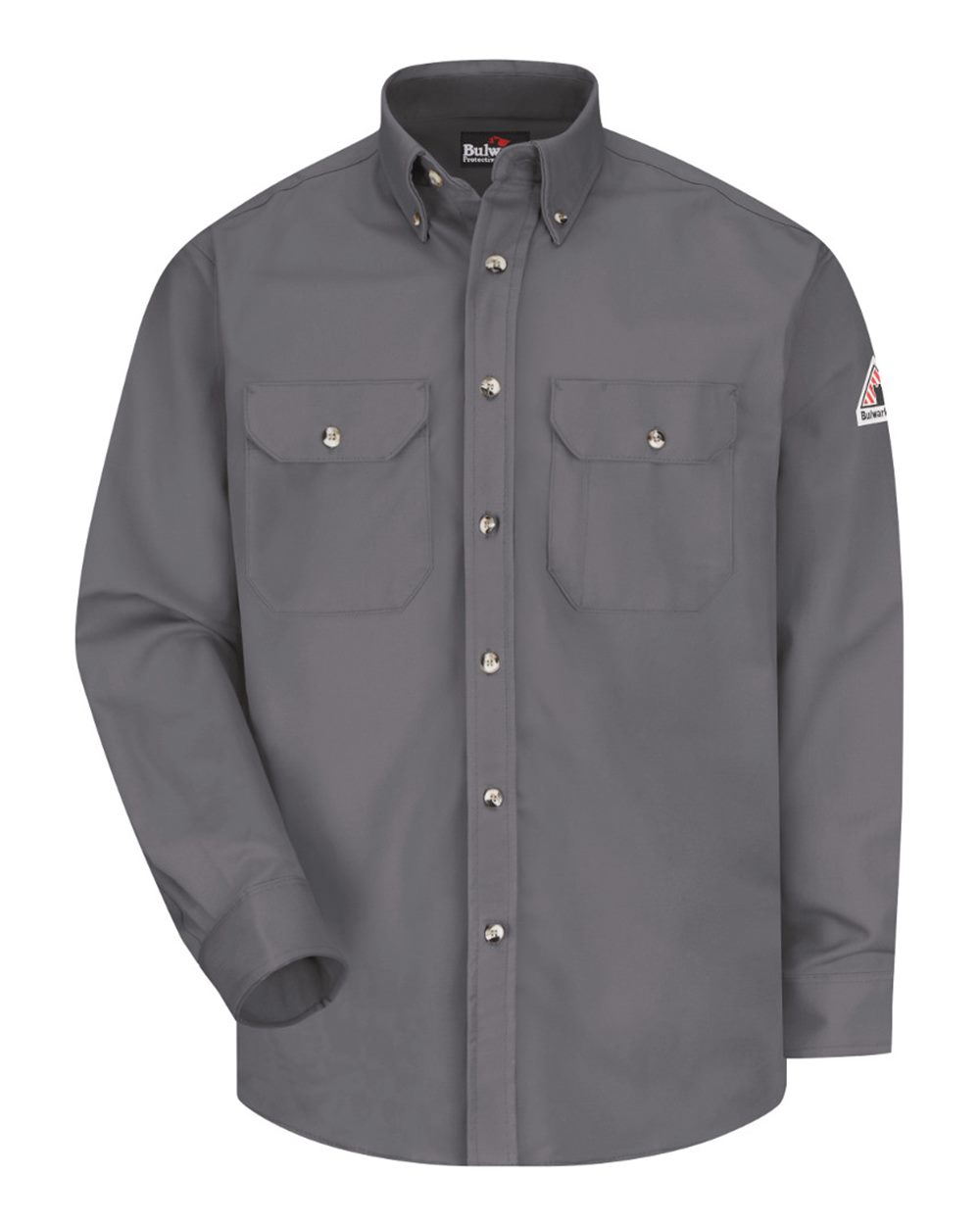 Front View of Grey Dress Uniform Shirt - Excel FR ComforTouch - 7 oz. - SLU2 plain