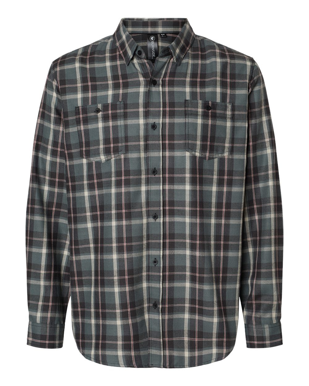 Front View of Grey/ Ecru Perfect Flannel Work Shirt - 8220