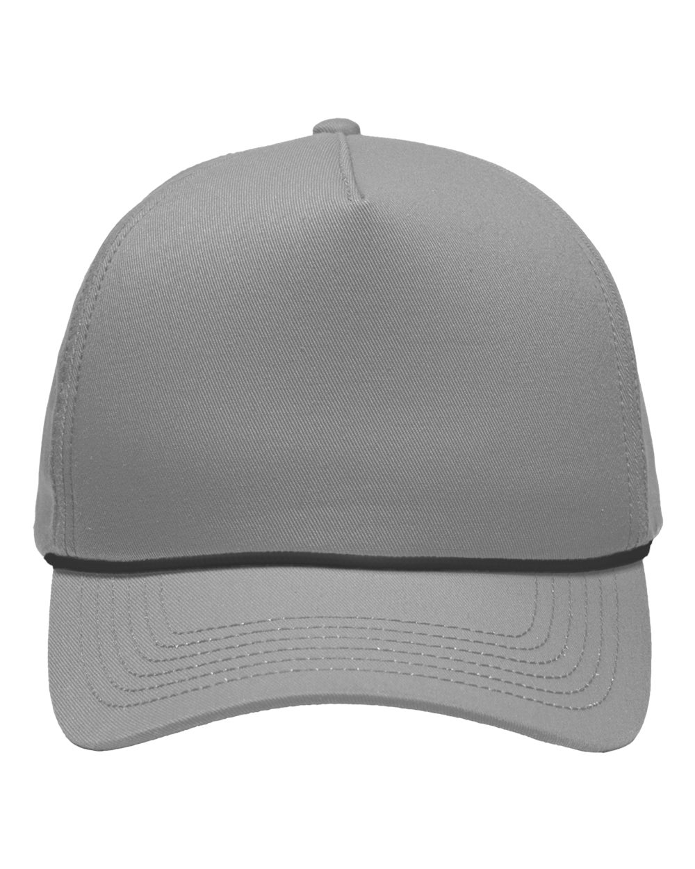 Front View of Grey Five-Panel Rope Heritage Fit Cap - SP1300