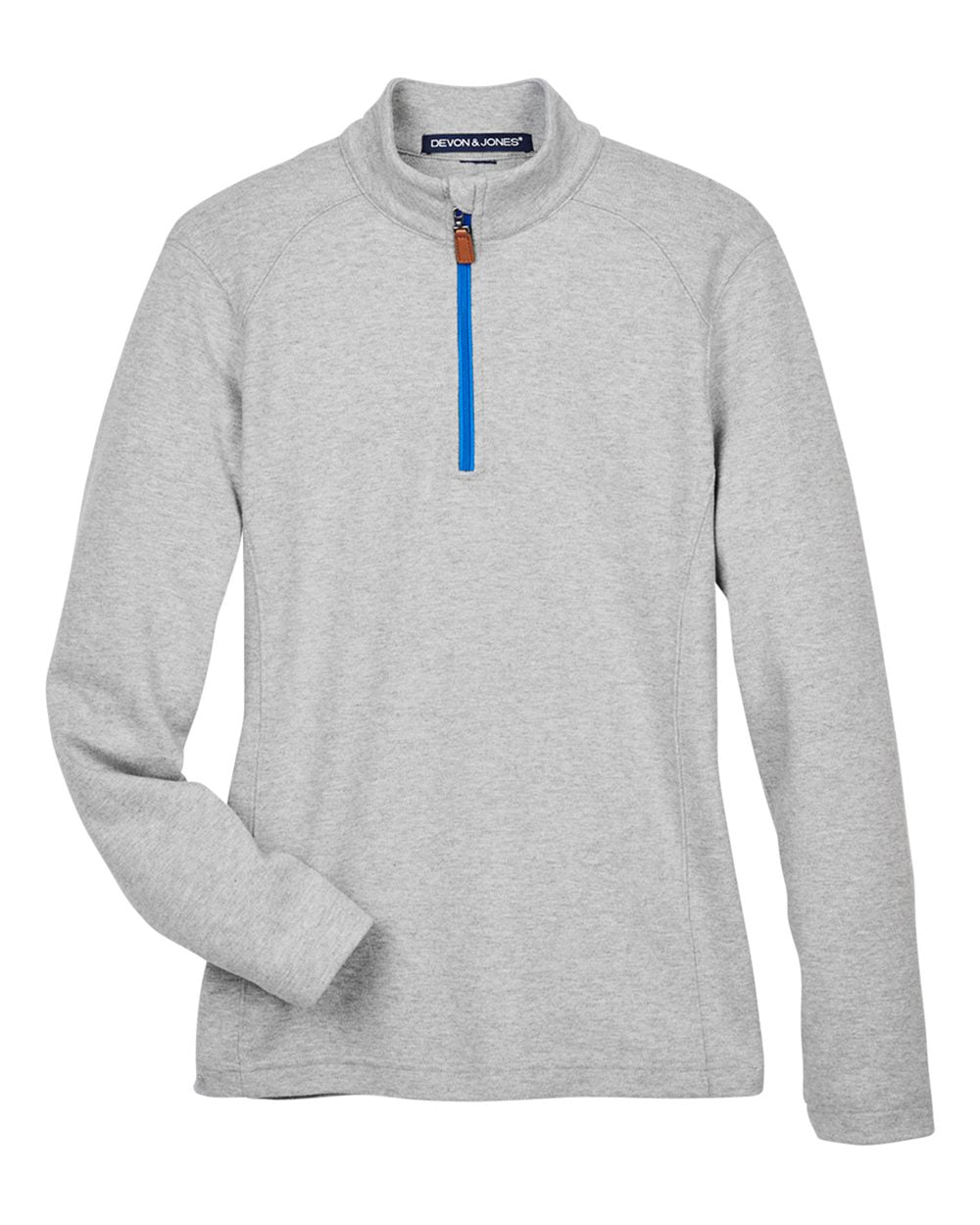 Front View of Grey Heather/ Grey H/ French Blue Women's DRYTEC20™ Performance Quarter-Zip Pullover - DG479W