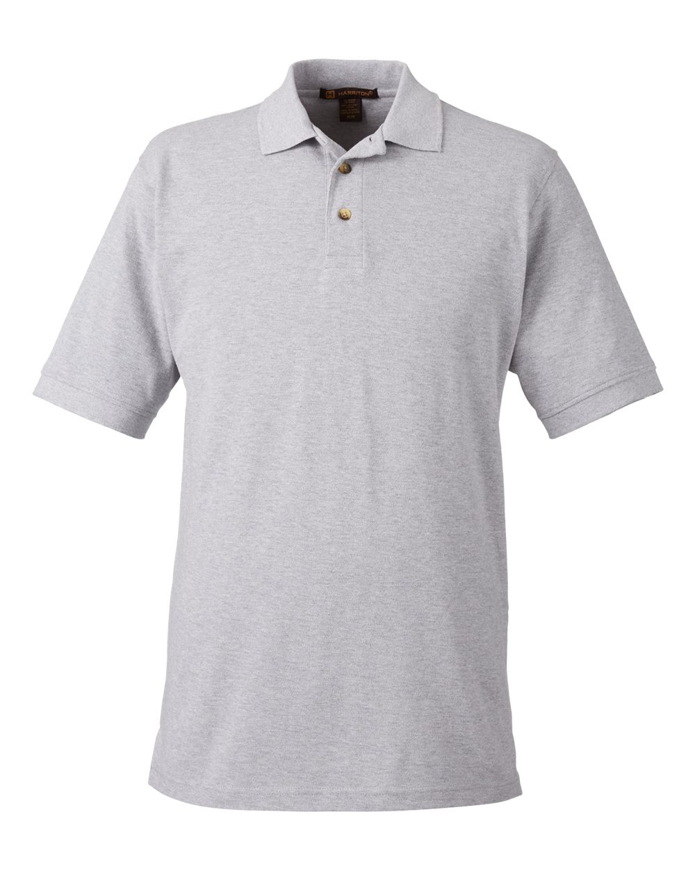 Front View of Grey Heather Men's Pique Polo - M200