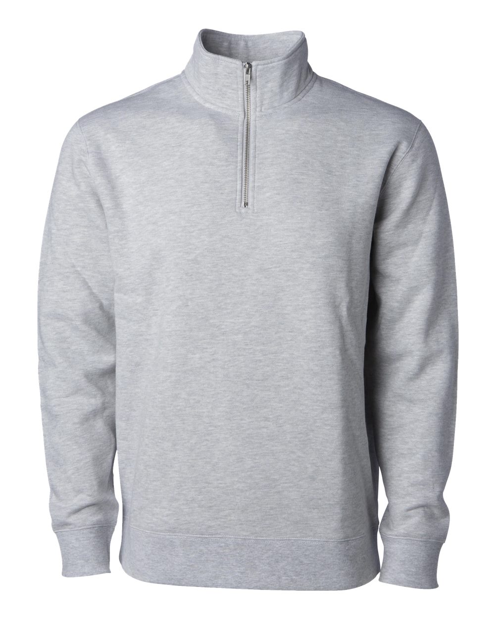 Front View of Grey Heather Midweight Quarter-Zip Pullover - SS4600QZ
