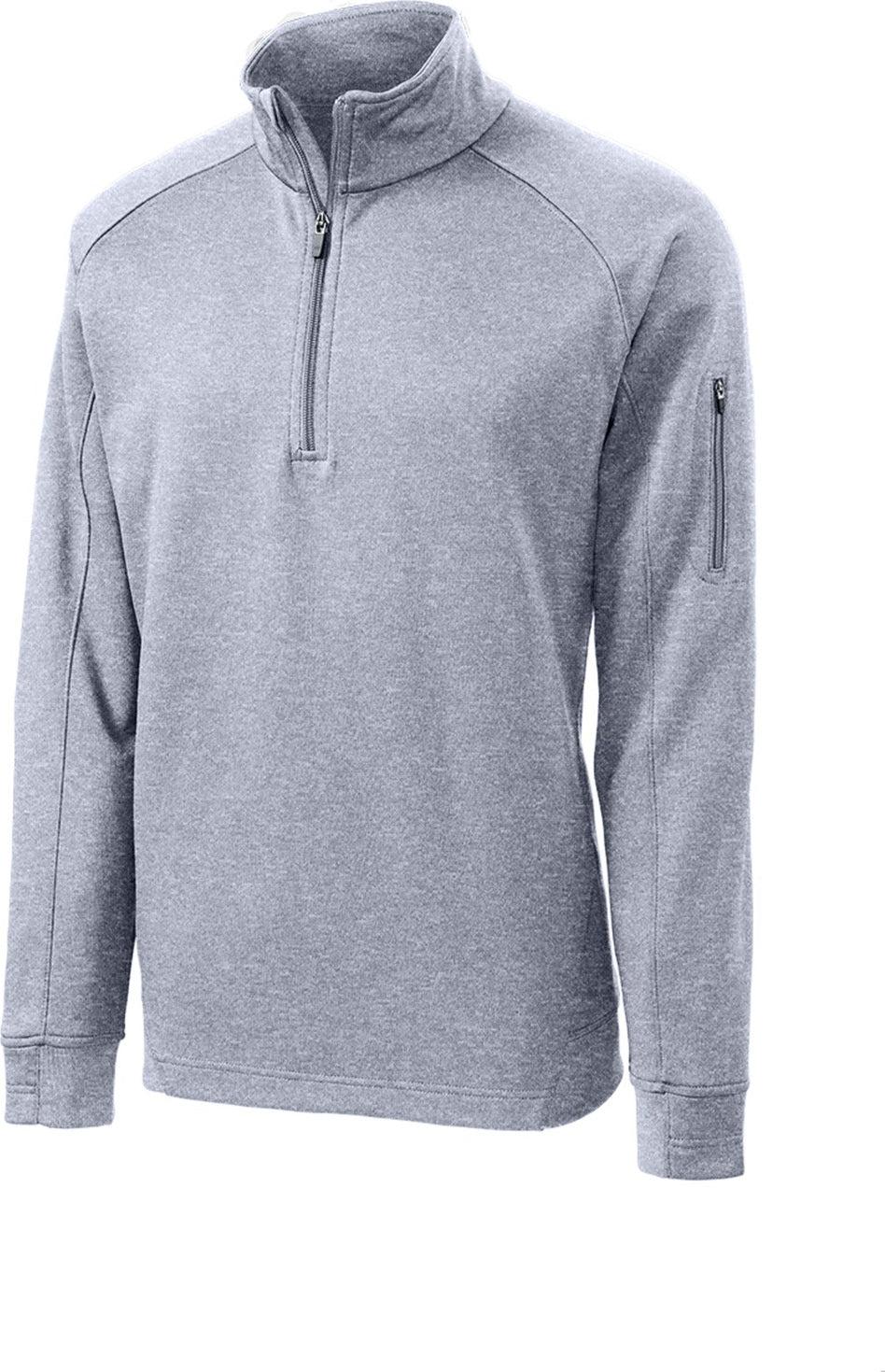 Front View of Grey Heather Sport-Tek Tech Fleece 1/4-Zip Pullover. F247