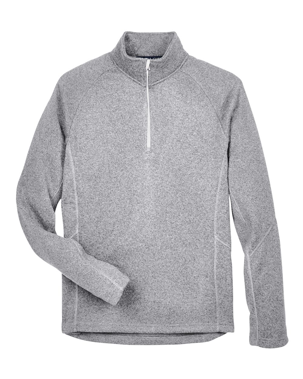 Front View of Grey Heather Unisex Bristol Sweater Fleece Quarter-Zip Pullover - DG792