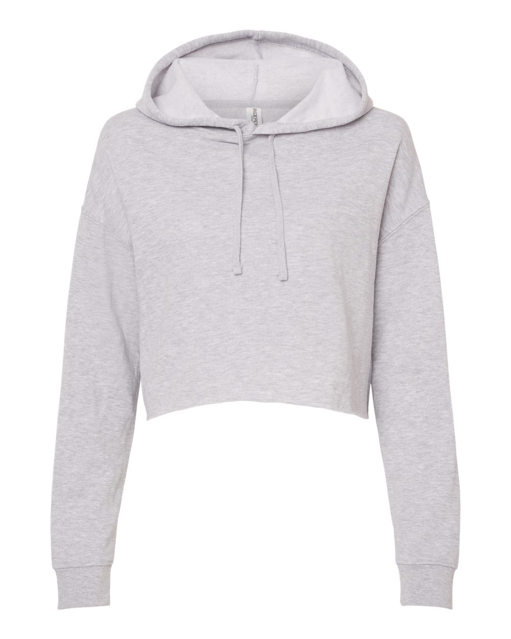 Front View of Grey Heather Women’s Lightweight Crop Hooded Sweatshirt - AFX64CRP