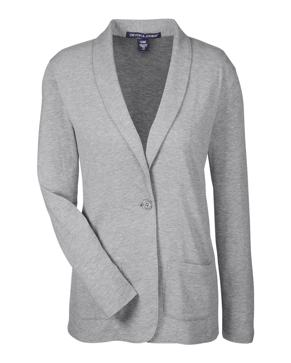Front View of Grey Heather Women's Perfect Fit™ Shawl Collar Cardigan - DP462W