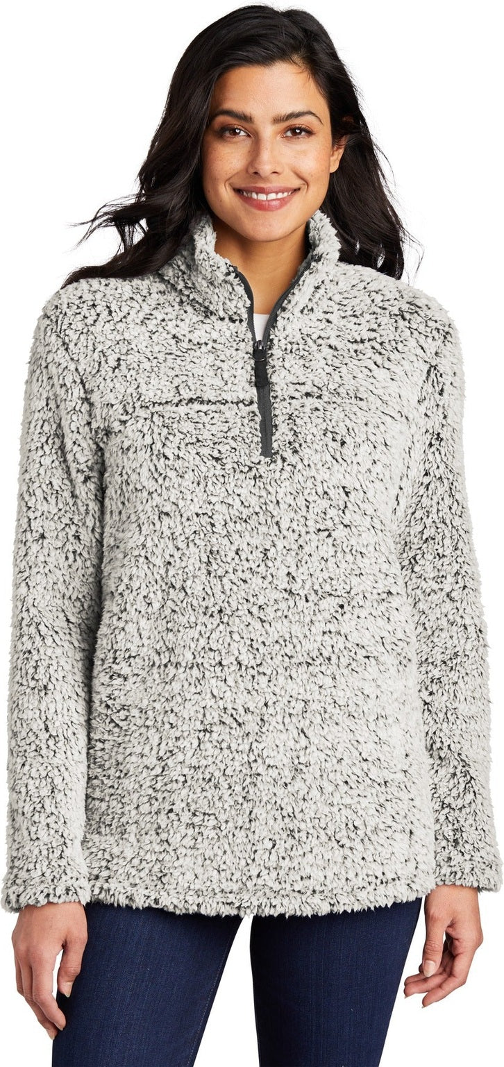 Front View of Grey Hthr Port Authority Women's Cozy 1/4-Zip Fleece L130