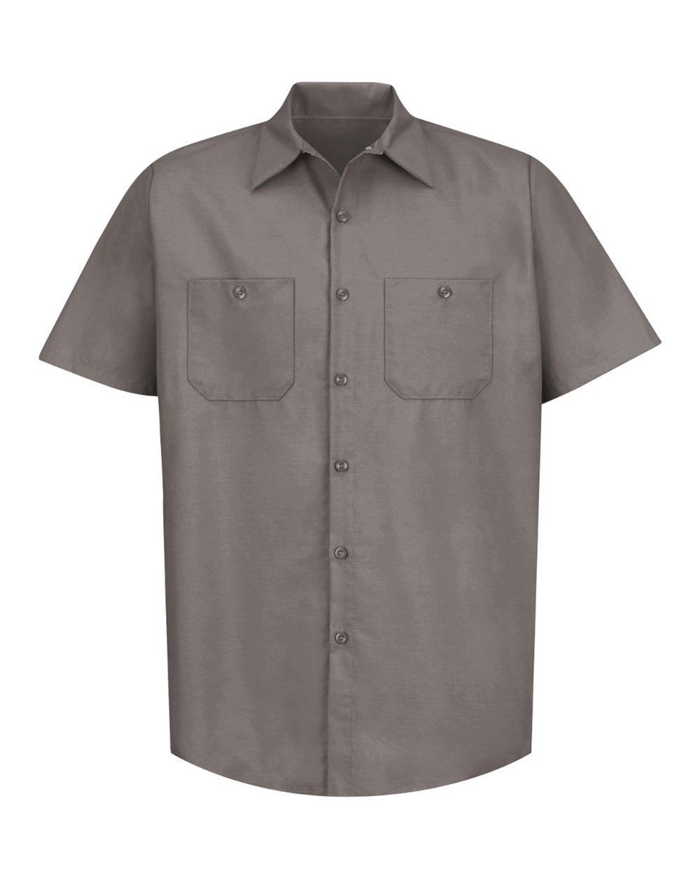 Front View of Grey Industrial Short Sleeve Work Shirt - SP24