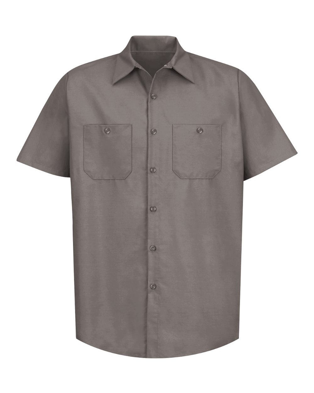 Front View of Grey Industrial Short Sleeve Work Shirt - Tall Sizes - SP24T