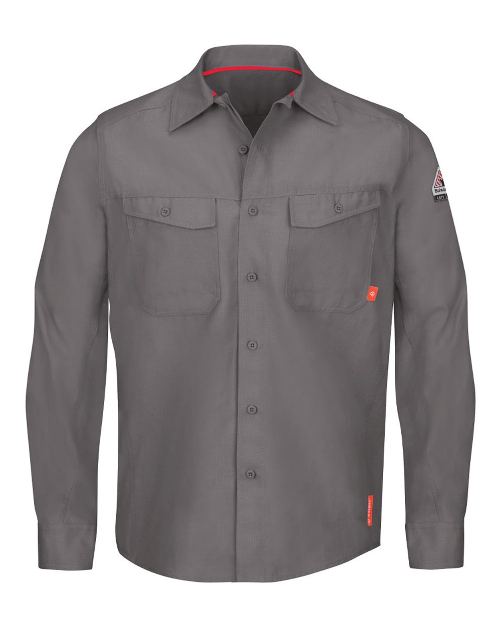 Front View of Grey iQ Series® Endurance Work Shirt - QS40