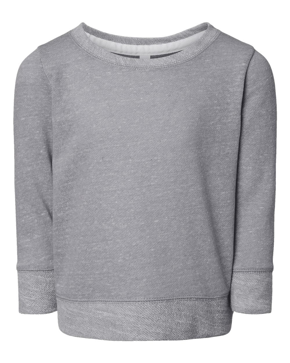 Front View of Grey Melange Toddler Harborside Mélange French Terry Crew - 3379
