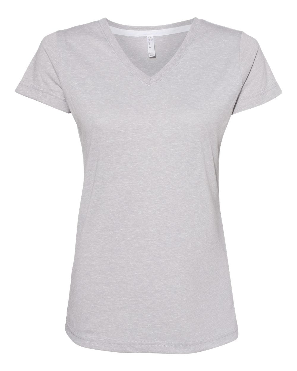 Front View of Grey Melange Women's Harborside Mélange V-Neck Tee - 3591
