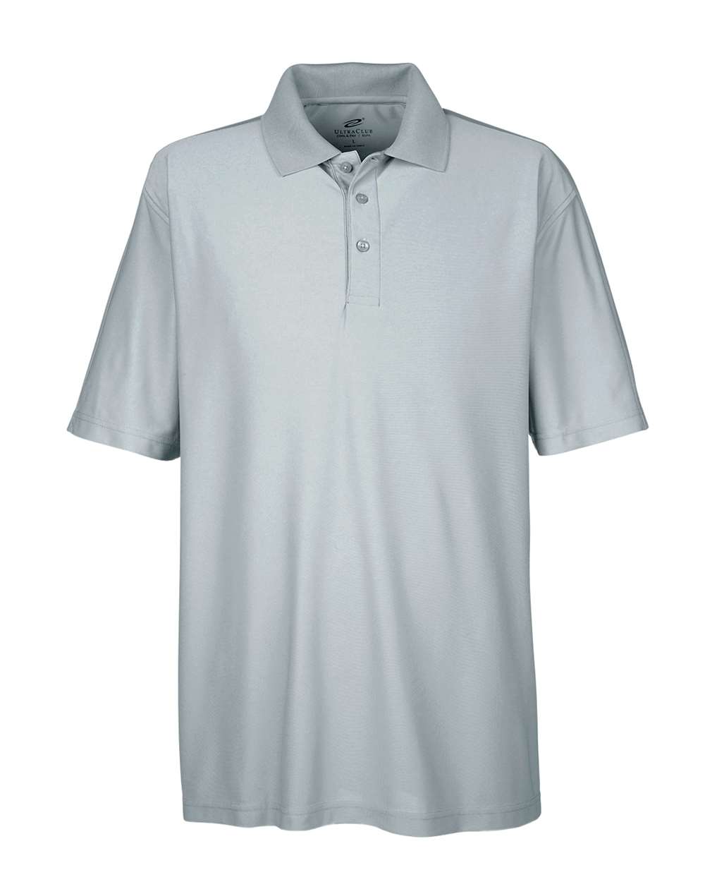Front View of Grey Men's Cool & Dry Elite Performance Polo - 8415