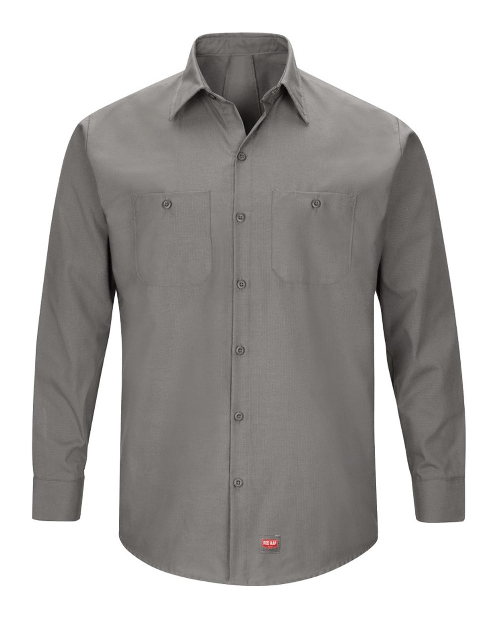 Front View of Grey Mimix™ Long Sleeve Work Shirt - SX10