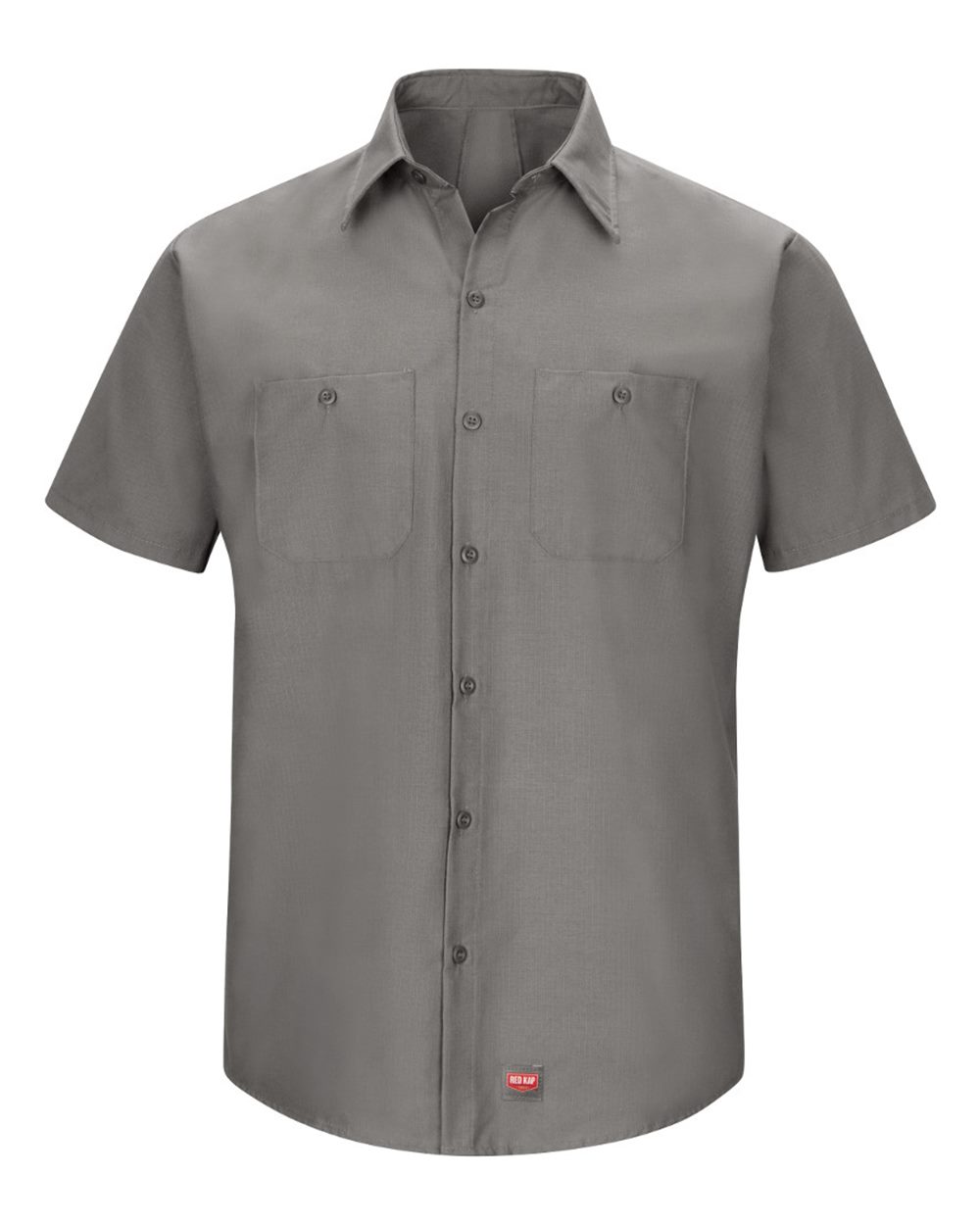 Front View of Grey Mimix™ Short Sleeve Work Shirt - SX20