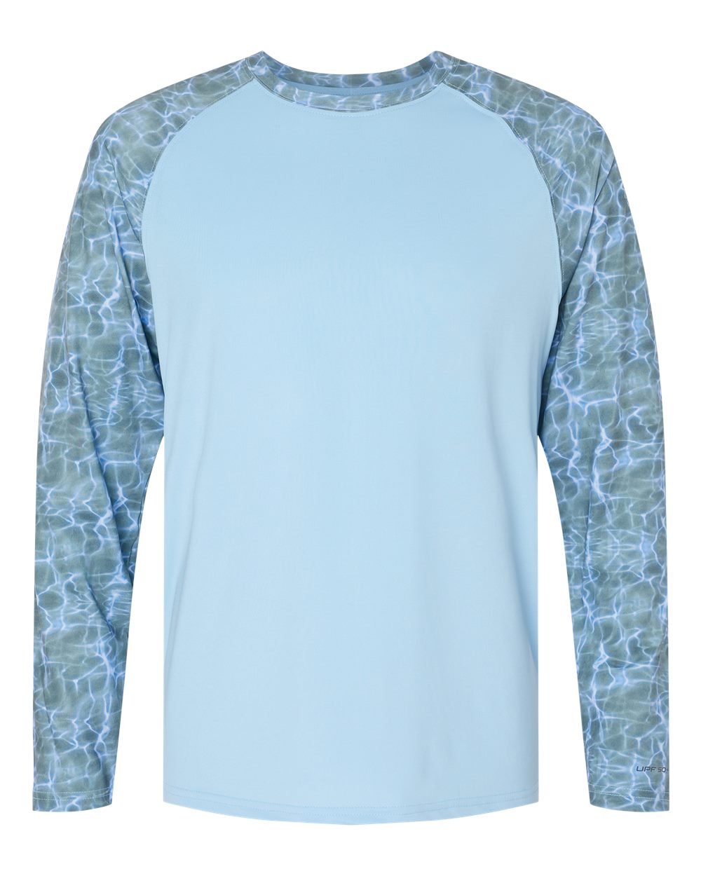 Front View of Grey Mist Water Panama Colorblocked Long Sleeve T-Shirt - 231